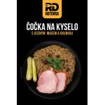 Čočka na kyselo s uzeným masem a okurkou